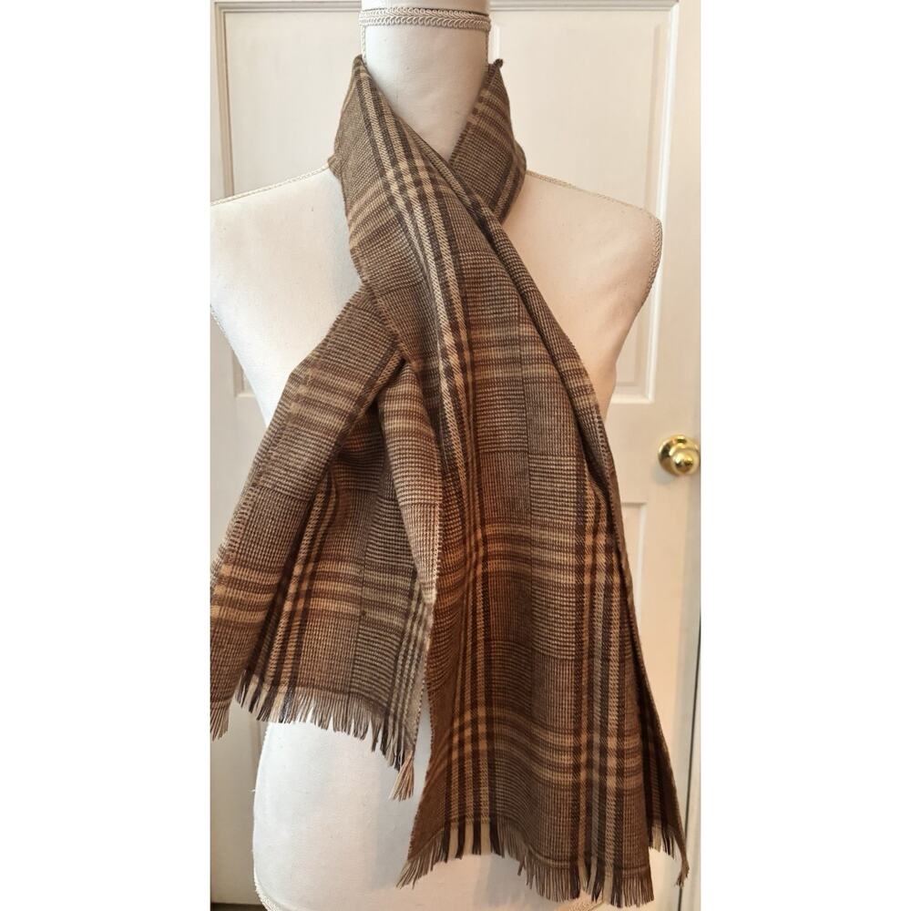 Christian Dior Monsieur 100 % Merino Wool Plaid Scarf Vintage 52 Inches